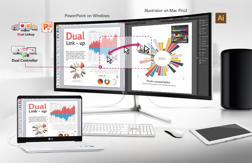 یک مانیتور برای دو دستگاه با کمک DUAL LINK UP & DUAL CONTROLLER